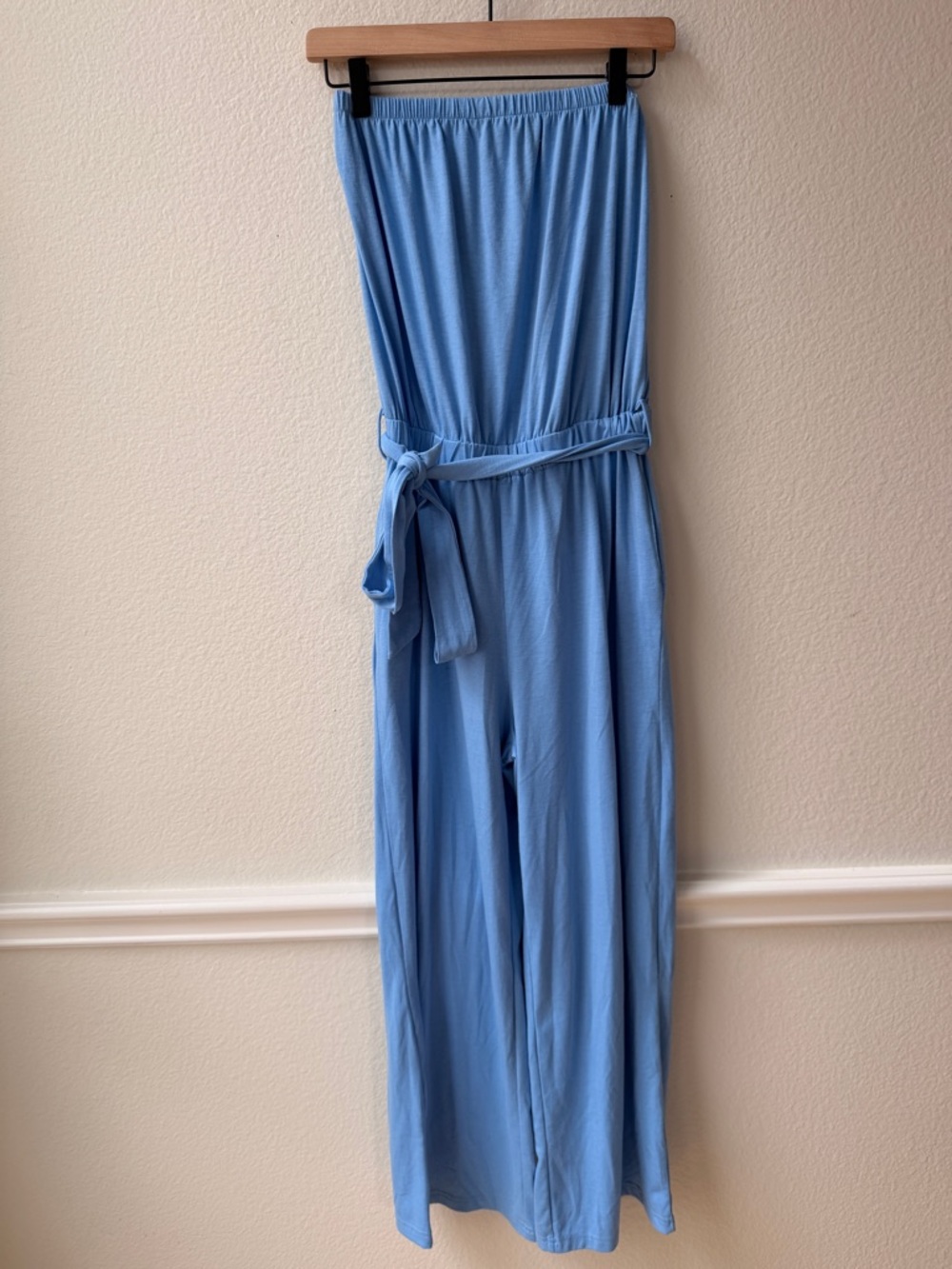 Soft Girl‎ Blue Jumpsuit Flowy Wide Leg Belted Dreamy Lounge Vacation Energy S